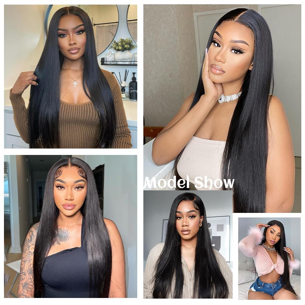 13x6 Lace Front Wigs Human Hair Straight Wigs Human Hair 200% Density Pure Human Hair Wig Pre Plucked Human Hair HD Lace Front Wigs With Baby Hair Frontal Glueless Wigs Human Hair for Women 30 Inch
