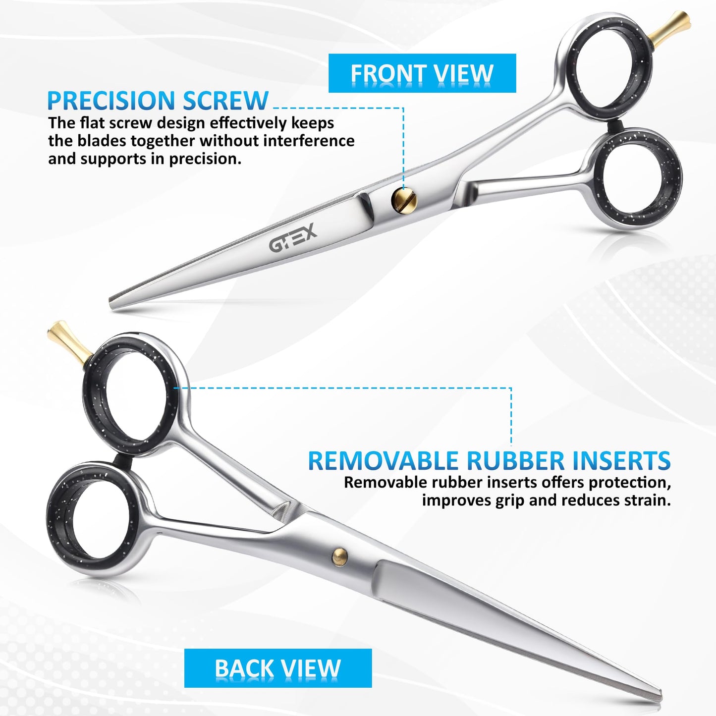 GTEX Hair Scissors, 6.5 inch Professional Hair Cutting Scissors for Women Men Adults - Barber Scissors Hair Shears - Super Sharp Haircut Scissors - Tijeras De Peluqueria Profesional