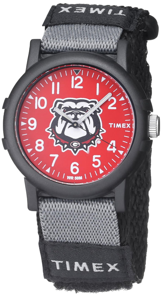 Timex Unisex Collegiate Recruit 38mm Watch – Georgia Bulldogs with Black Fabric Strap