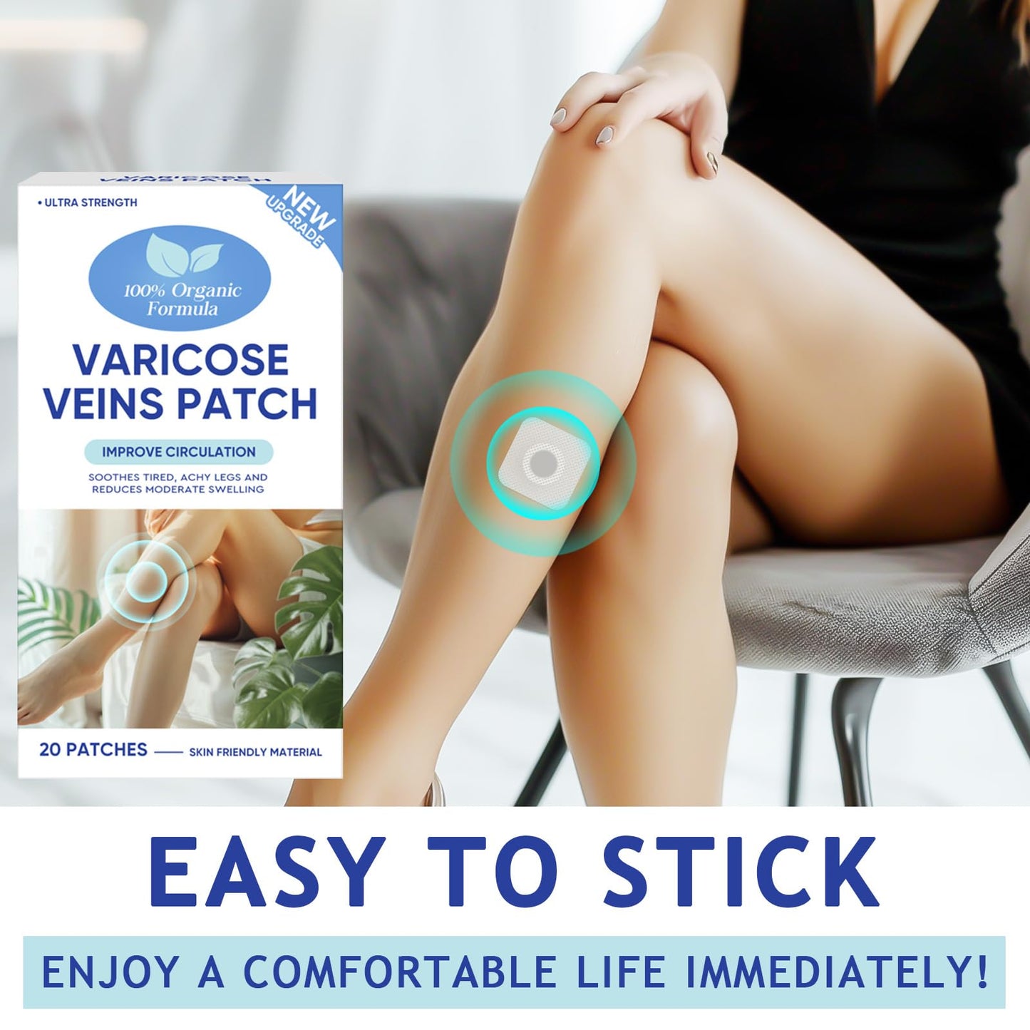 Varicose Veins Treatment for Legs, 20 PCS Effective & Natural Varicose Veins Treatment Patches Soothe Varicose & Spider Veins, Varicose Veins Treatment for Legs Swollen & Restless