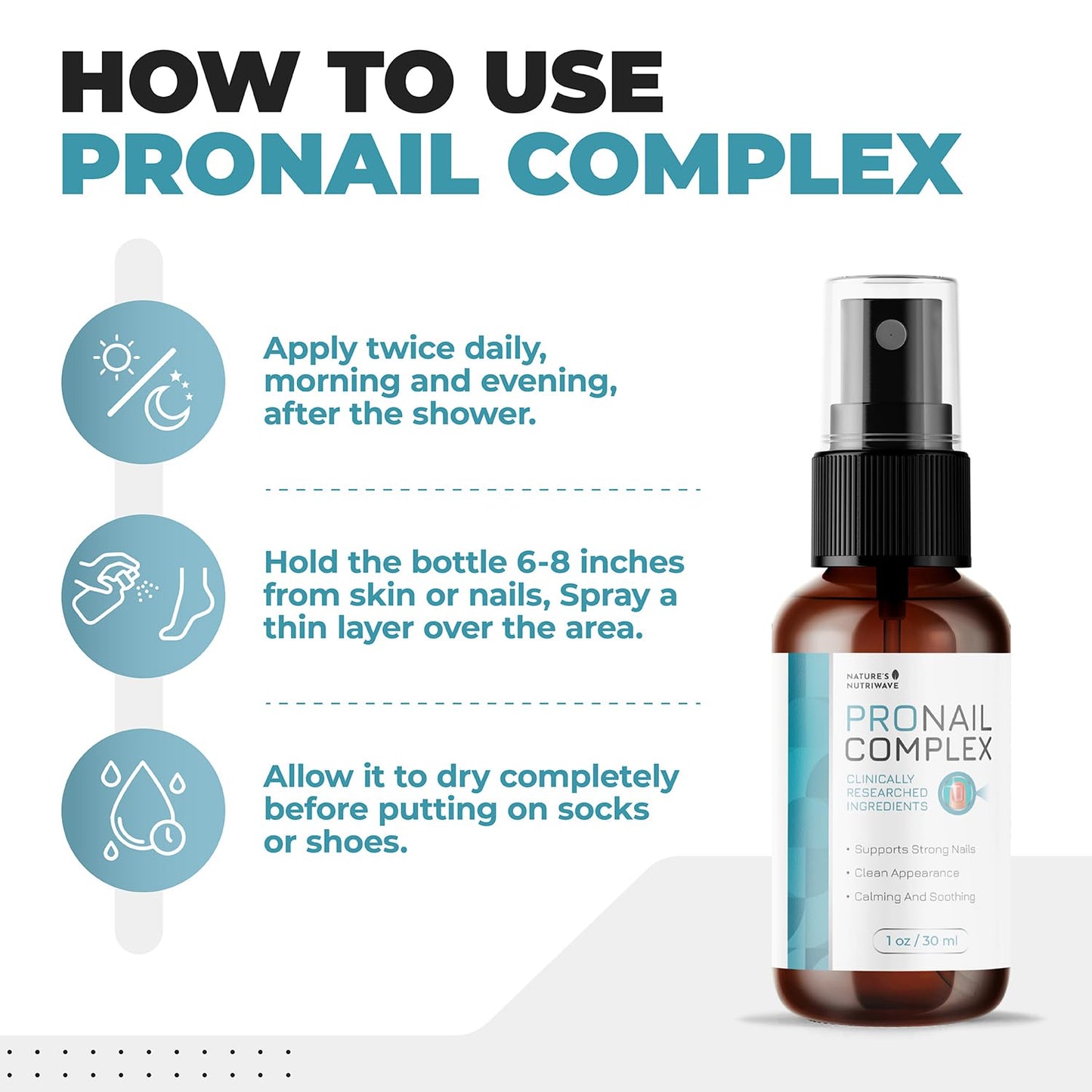 Pronail Complex Spray - ORIGINAL FORMULA Toenail Treatment Extra Strength, Restores Appearance of Discolored/Damaged Nails, Toe and Fingernail Repair - 100% Natural Ingredients - 6 Month Supply