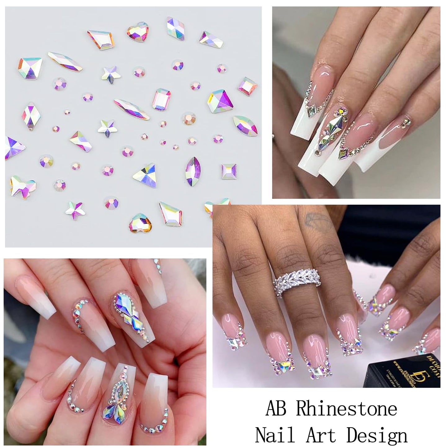 4 Boxes Nail Rhinestones Flatback Rhinestones Nail Charms Multi Shaped Crystals Nail Gems and Rhinestones for Nails, Nail Jewels Nail Art Supplies Luxurious Nail Accessories for Women Nail Decorations
