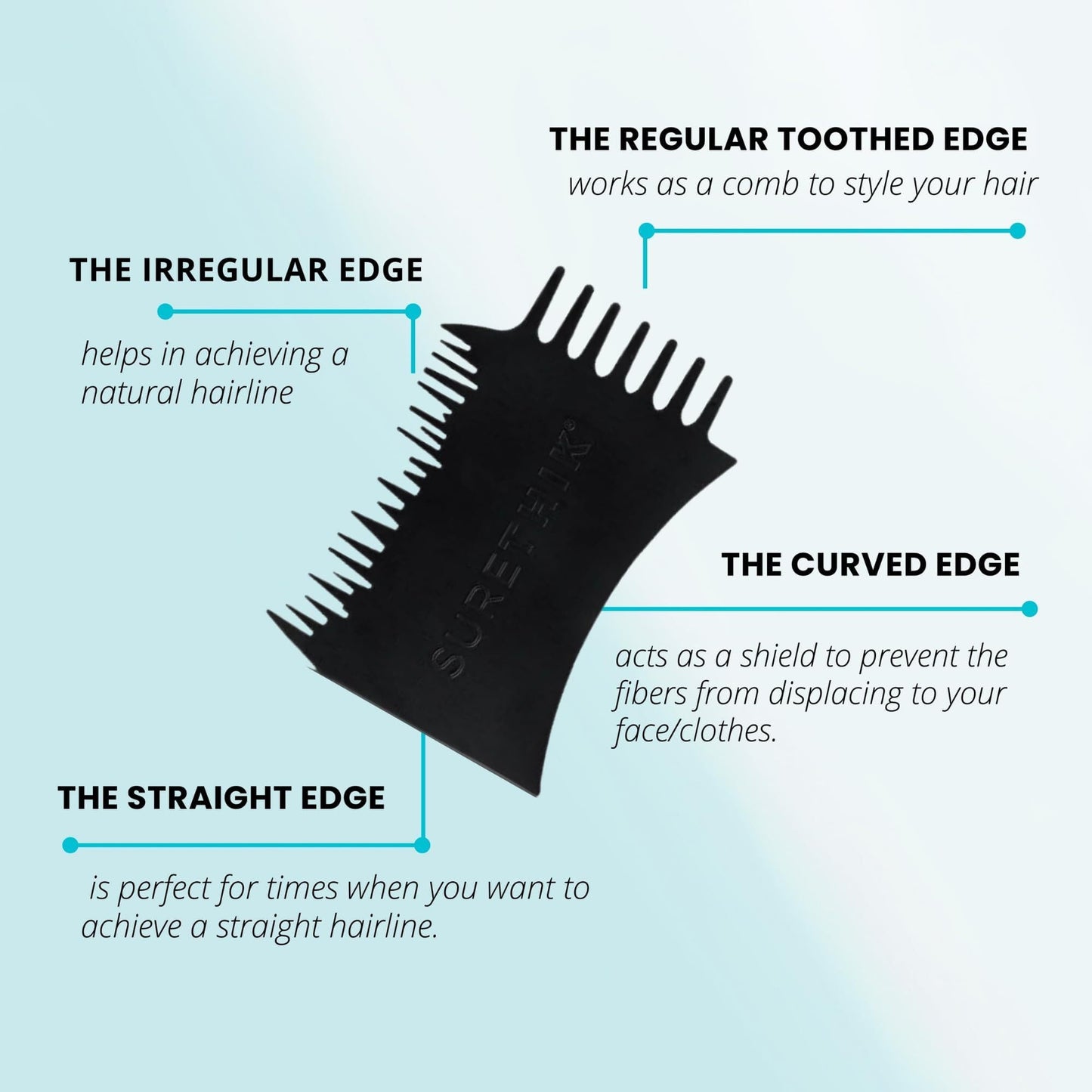 Hair Building Fibers, 15G, with BONUS Pump Applicator, Hairline Comb and 3 Nozzles, Hair and Hairline Filler Kit For Men and Woman (Black)