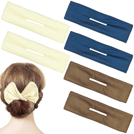 6 PACK Flexible Hair Bun Makers, Lazy Curler Clips for Twisted Hairstyles & Donut Buns, Hair Accessories for Women (Beige, Light Curry, Navy Blue)