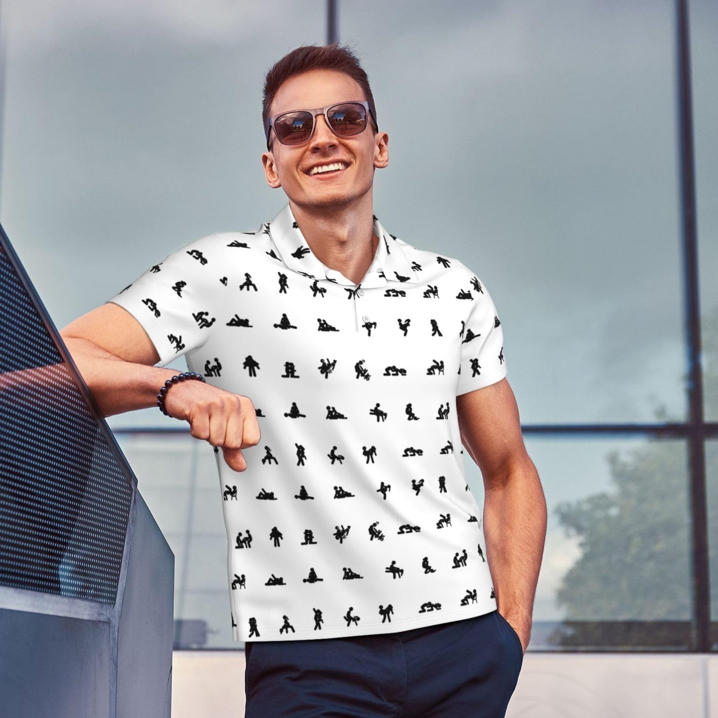 Sex Education Golf Shirts for Men, Funny Golf Polo Moisture Wicking Dry Fit Short Sleeve White