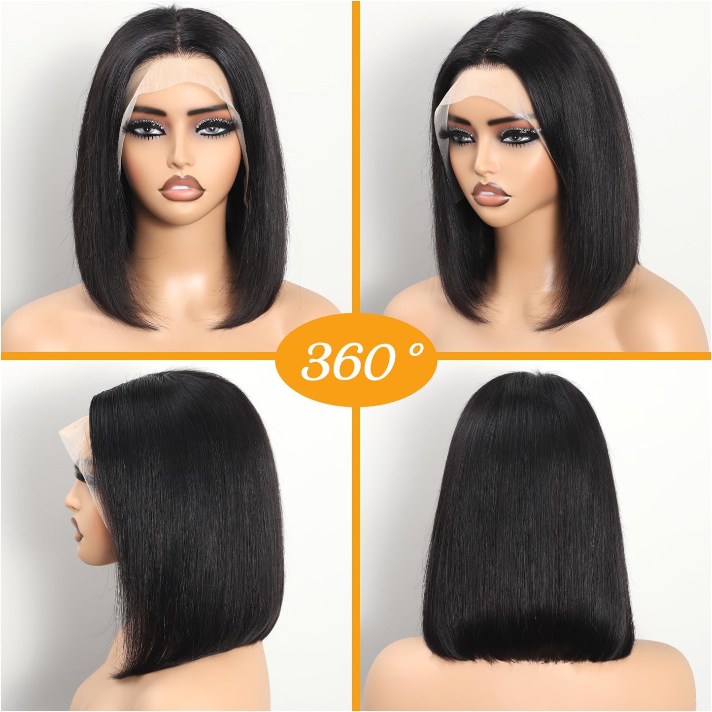 12 Inch Bob lace front wig human hair Straight Bob Wig Human Hair 13x4 HD Lace Front Wigs Human Hair 180% Short Bob Wigs for Women Glueless Bob Lace Front Wigs Human Hair Pre Plucked Natural Color