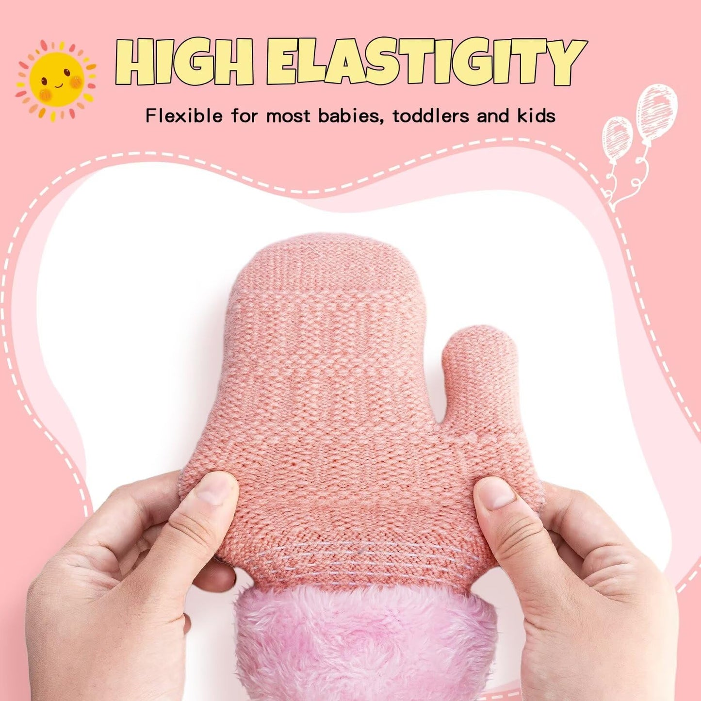 3 Pack Baby Mittens for Toddler Girls Boys, 2 Size Winter Mitten Gloves for Baby Infant Newborn Kids, Unisex Warm Fleece Lined Gloves Hand Mittens for Cold Weather-03