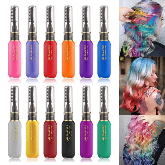 12 Colors Temporary Mascara Hair Dye, Washable Hair Color Chalk Instantly Hair Color Dye Temporary Colored Dye Cream Professional Hair Dye Stick for Girls Kids Party