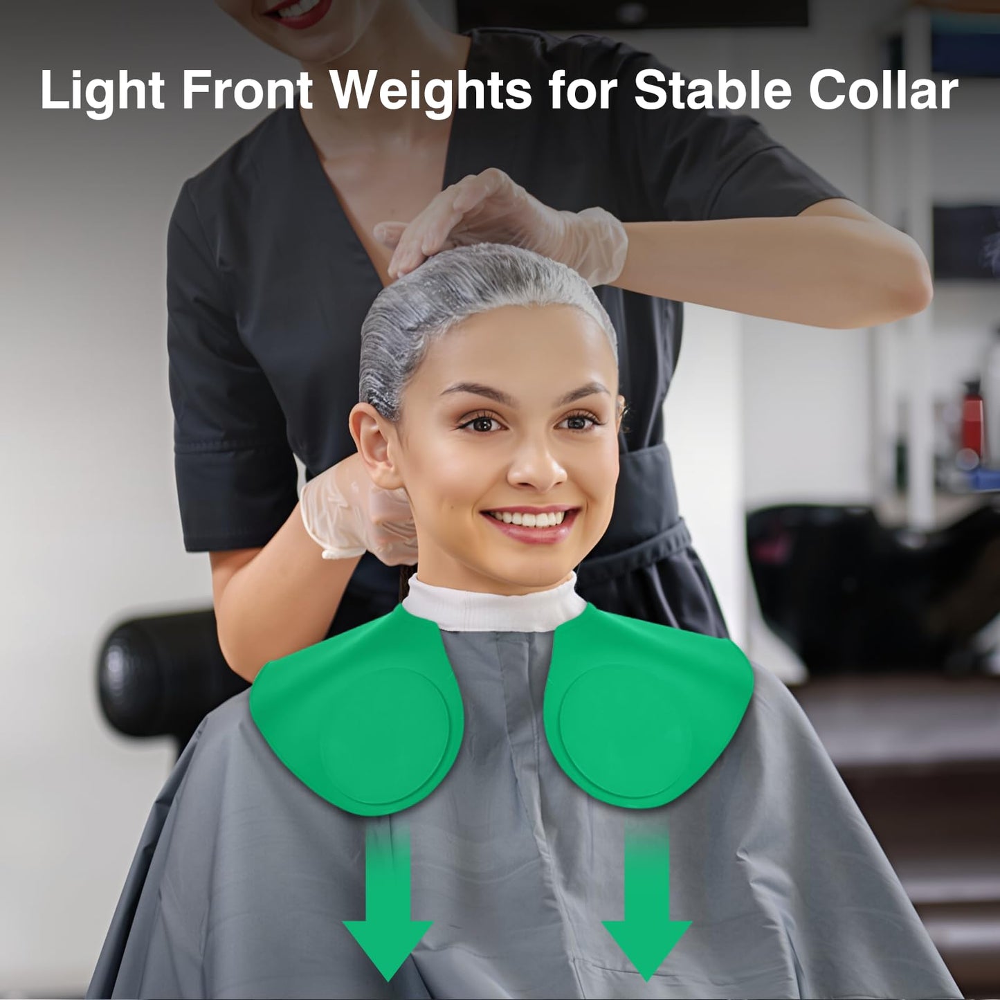 Hair Cutting Cape Collar for Salon, Large Waterproof Silicone Dye Collar, Barber Hair Cutting Mat with Weighted Rubber Neck Wrap, Green