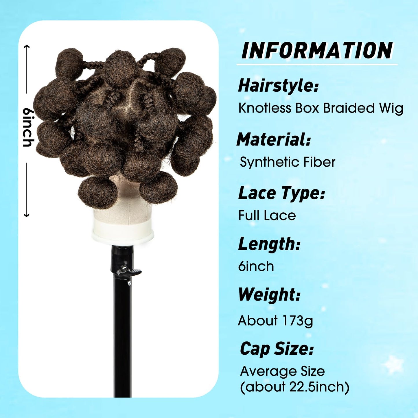 A ANYTIME Handmade Bantu Knotless Braided Wigs Synthetic Full Lace Braided Wig Buns Wig Full Lace Braids Wig with Baby Hair African Braiding Hair Wig for Black Women(1B-30)