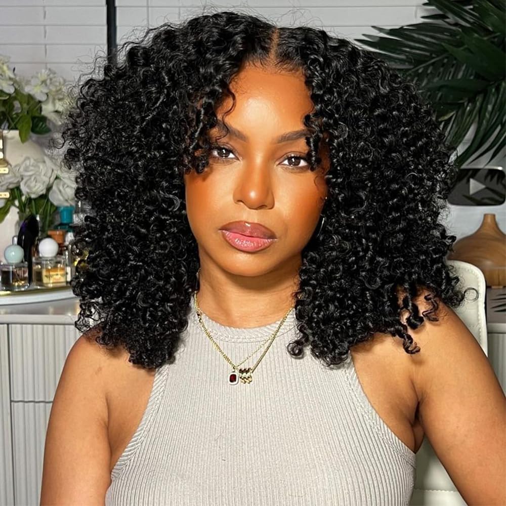 16 Inch Bob Wig Human Hair Kinkycurly Wig Human Hair 13x4 Lace Front Wigs 180 Density Glueless Wigs Human Hair Pre Plucked with Baby Hair Kinky Straight Short Bob Wigs for Black Women