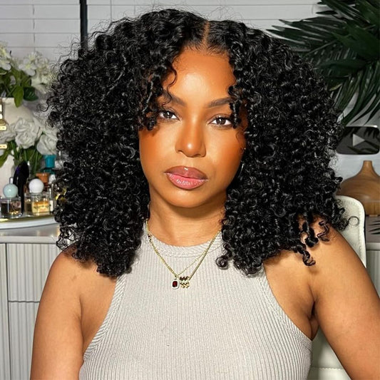 16 Inch Bob Wig Human Hair Kinkycurly Wig Human Hair 13x4 Lace Front Wigs 180 Density Glueless Wigs Human Hair Pre Plucked with Baby Hair Kinky Straight Short Bob Wigs for Black Women