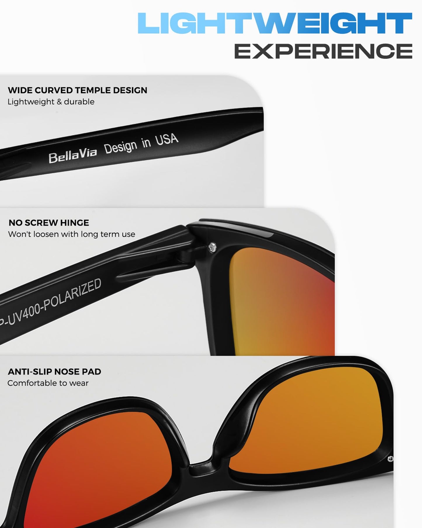 MESHA Polarized Rimless Sunglasses for Men and Women, Trendy Unisex Lightweight Sunglasses, Square Mirrored with Reflective One Piece Orange Lens Sunglasses UV400 Protection for Driving Fishing Golf