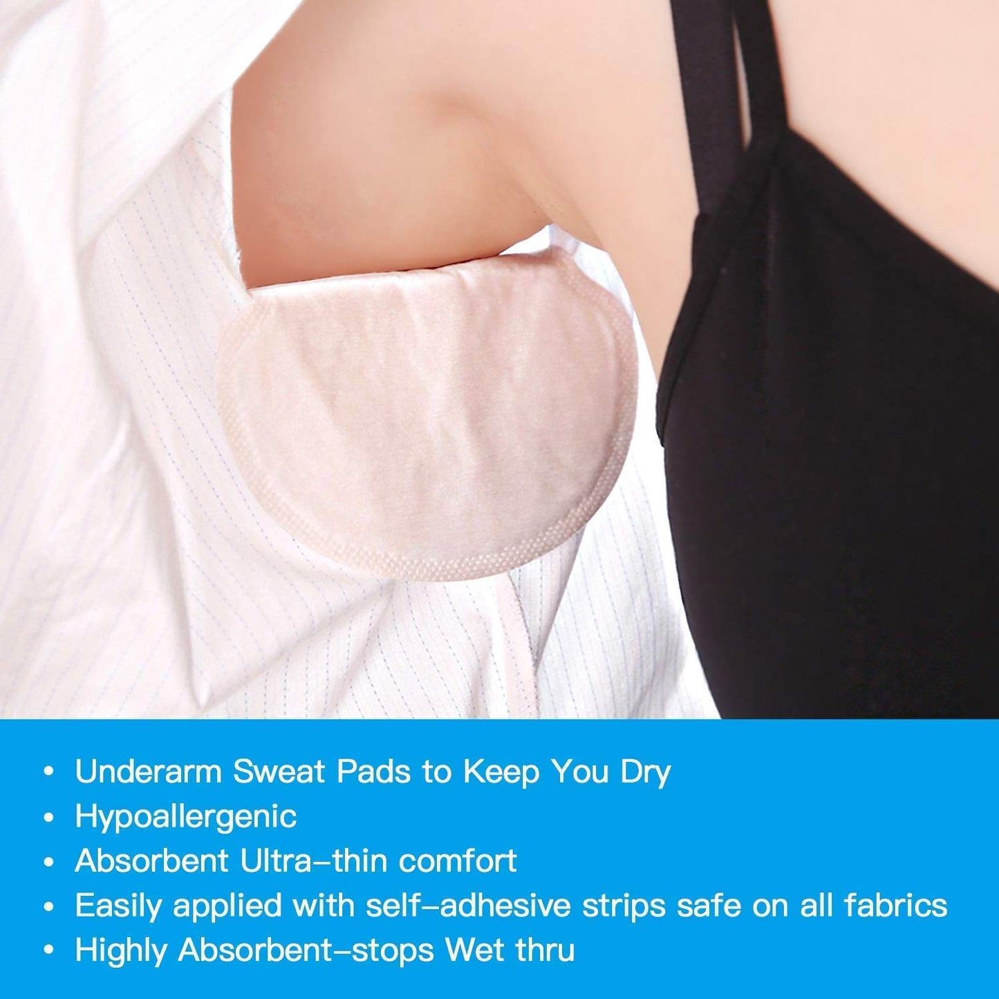 Underarm Sweat Pads for Women and Men, 80 Pack Premium Underarm Sweat Pads Fight Hyperhidrosis, Extra Large Disposable Armpit Sweat Stain Pads,Underarm Shields Comfortable Unflavored, Non Visible