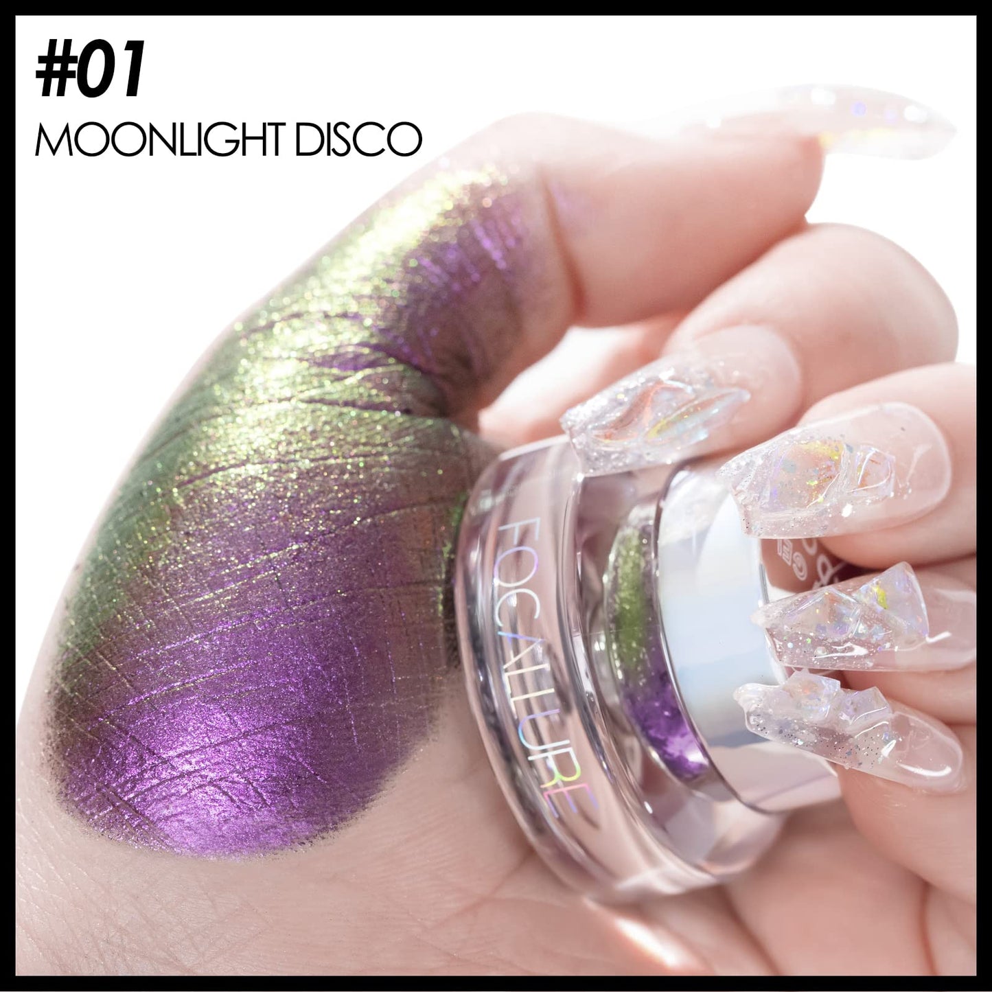 FOCALLURE Chameleon Cream Eyeshadow,Intense Color Shifting Creamy Eye Shadows,Highly Pigmented Metallic,Shimmer,Multi-Reflective Finishes,Moonlight Disco