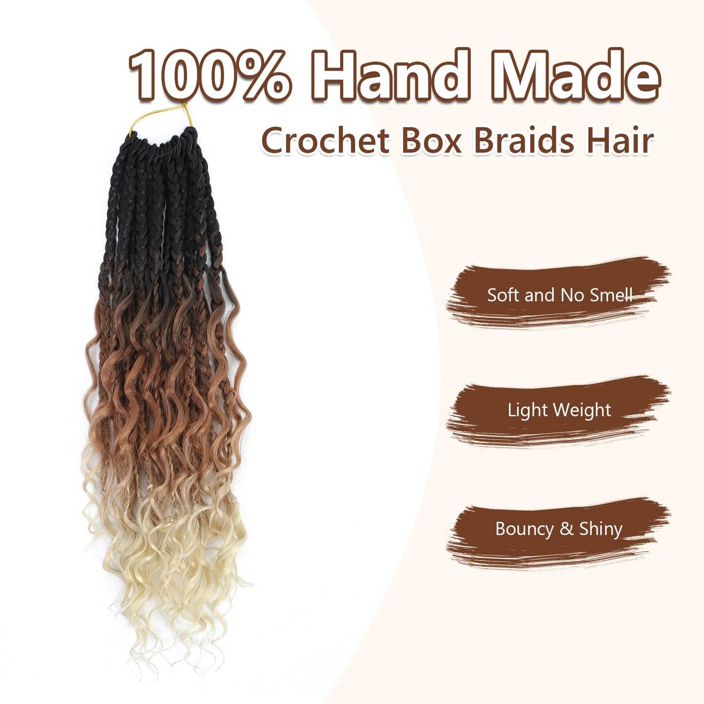 14Inch Crochet Box Braids Hair -8 Packs Goddess Box Braids Crochet Hair Bohemian Curly Crochet Hair Pre-looped Crochet Hair for Black Wome (14(8Packs), 1B/30/613)