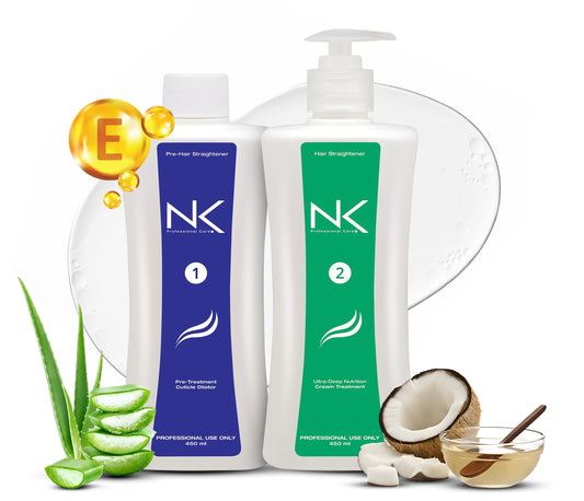 NK Professional Care Keratin Hair Straightening Treatment for All Hair Type, Nourishes, Reconstructs, and Smooths Hair, 450ml, 15oz