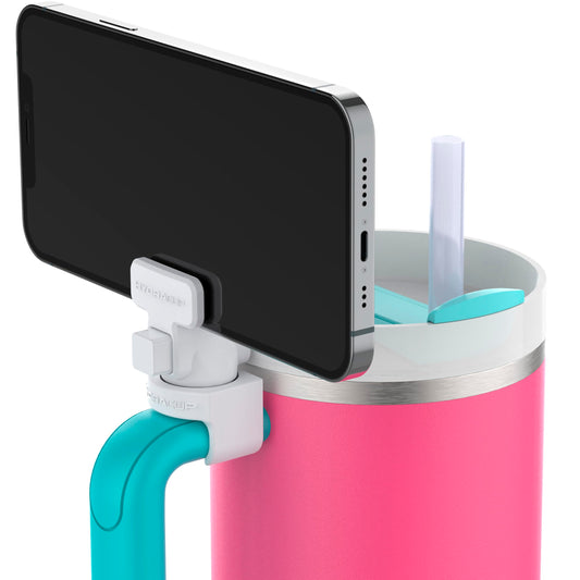 HydraClip Phone Attachment - Watch, Carry, Record, & Stay Organized, Use as Phone Stand or Tripod, Hands Free Detachable, Stanley Cup Accessories, Spring Loaded Secure Grip (White)
