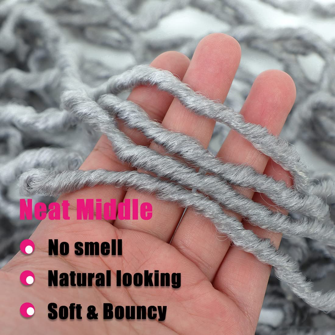 Faux Locs Crochet Hair 18Inch Soft Locs Crochet Hair 6Packs Pre Looped Crochet Hair Soft Locs Braiding Hair Natrual Black Color for Black Women, No Smell (18 Inch, 6 Pack, Grey) …