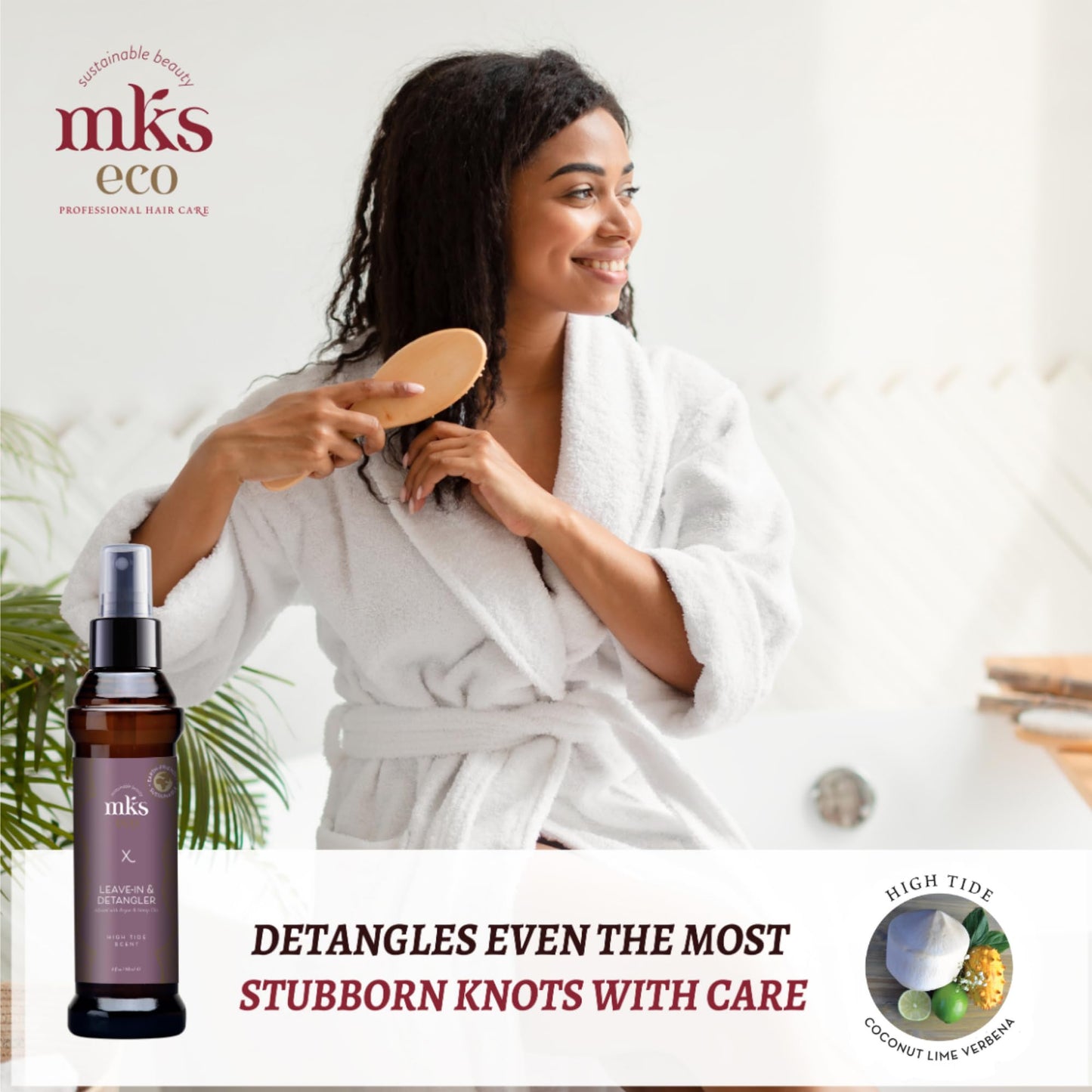 Earthly Body MKS eco X, High Tide Scent - 4 fl oz - Leave-In Treatment & Detangler - Moroccan Argan Oil, Hemp Seed Oil - Vegan & Cruelty Free