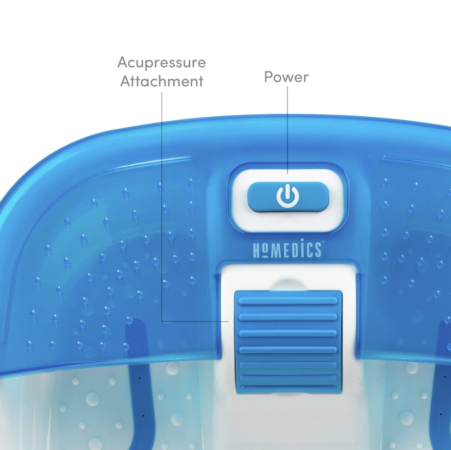 Homedics Bubble Bliss Deluxe Foot Spa with Heat Massaging Arch, 3 Acupressure Attachments, Splash Guard, Raised Nodes Creates Bubbles, Improves Circulation, Soothe Tired Muscles, Built-in Storage