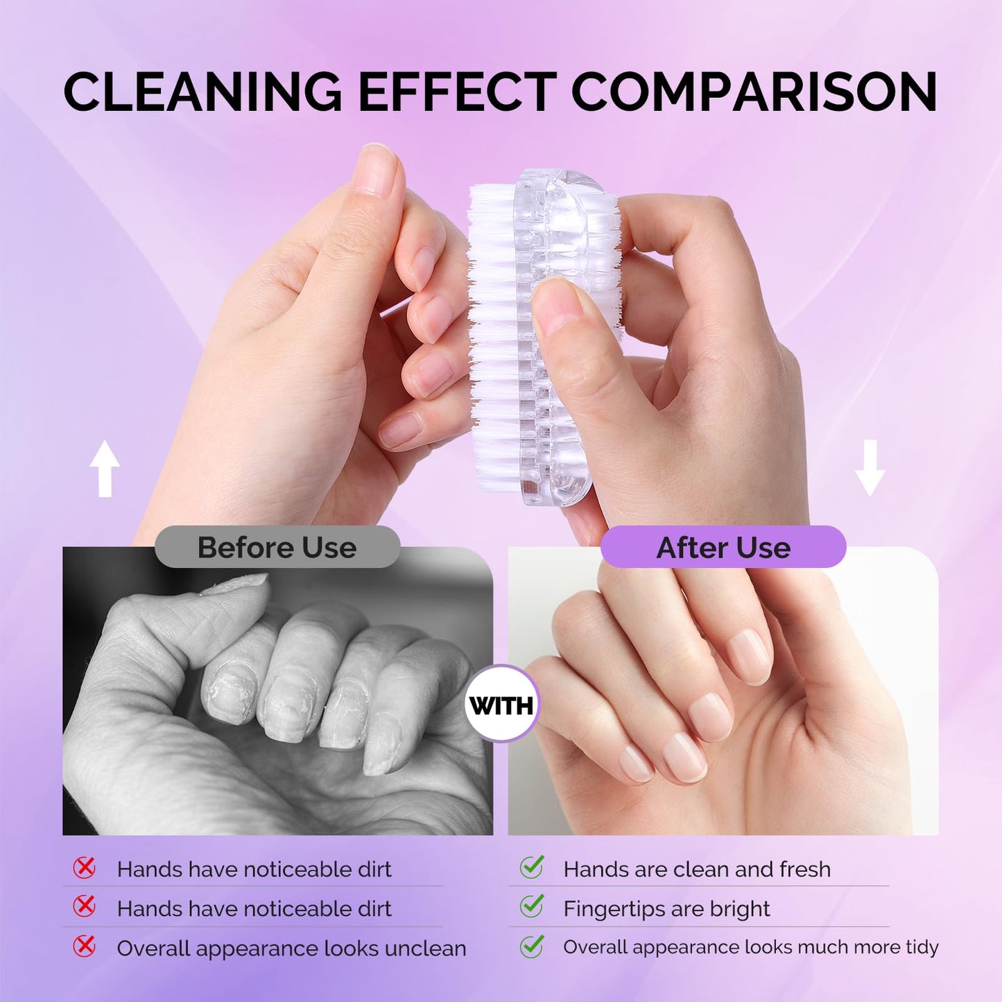Melodysusie All in One Nail Brush Set, 3 Pack Nail Brushes for Cleaning Fingernails, Nail Dust Brush and Cleaner Scrubbing Set Manicure Pedicure Tools for Men and Women