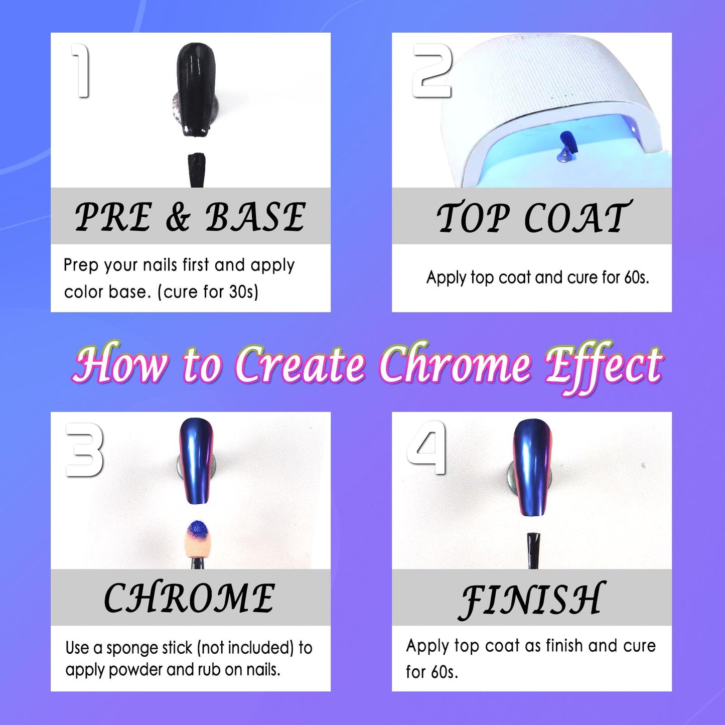 Laza Cat Eye Chrome Nail Powder Chameleon Magnetic Powder 9D Cat Eye Effect Mirror Effect Pigment Dust Magic Galaxy Holographic Effect Glitter with Magnetic Stick for Velvet Nail Art - Bluish Violet