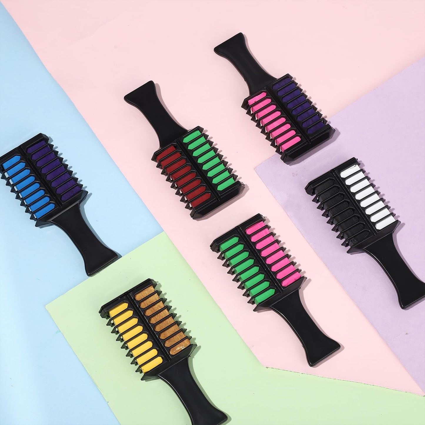 Hair Chalk for Kids Girls, Blue Purple Temporary Hair Color Dye, Washable Hair Chalk Comb - Kids Hair Dye Makeup For Party Halloween Christmas Birthday Cosplay Festivals