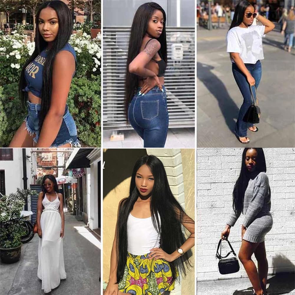MIRONICA Straight Bundles Human Hair 26 Inch 1 Bundles 12A Brazilian Weave Bundles Human Hair 100% Unprocessed Virgin Remy Double Machin Weft for Women Natural Black Color Hair Extensions