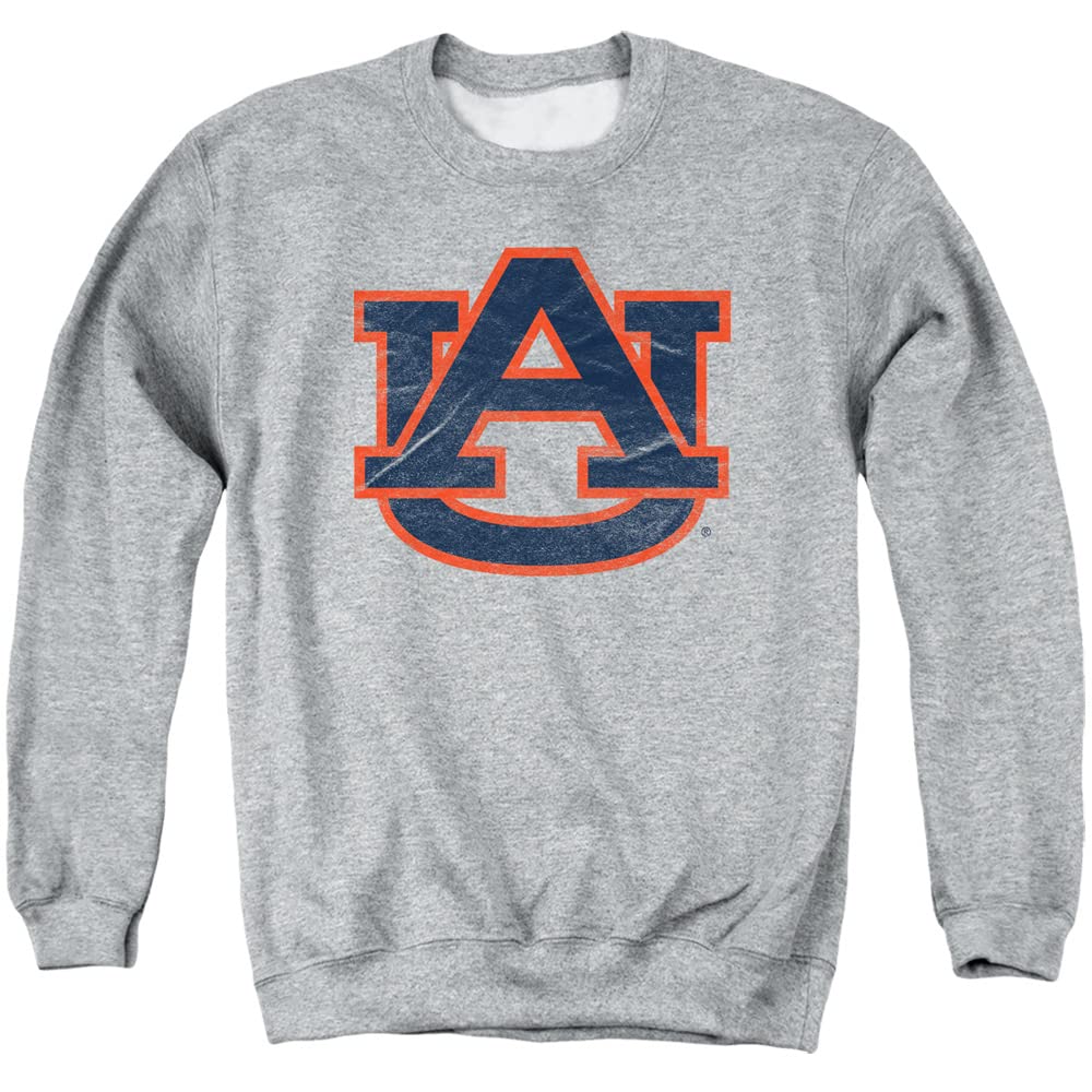 Auburn University Official Distressed Primary Unisex Adult Crewneck Sweatshirt,Athletic Heather, 2X-Large