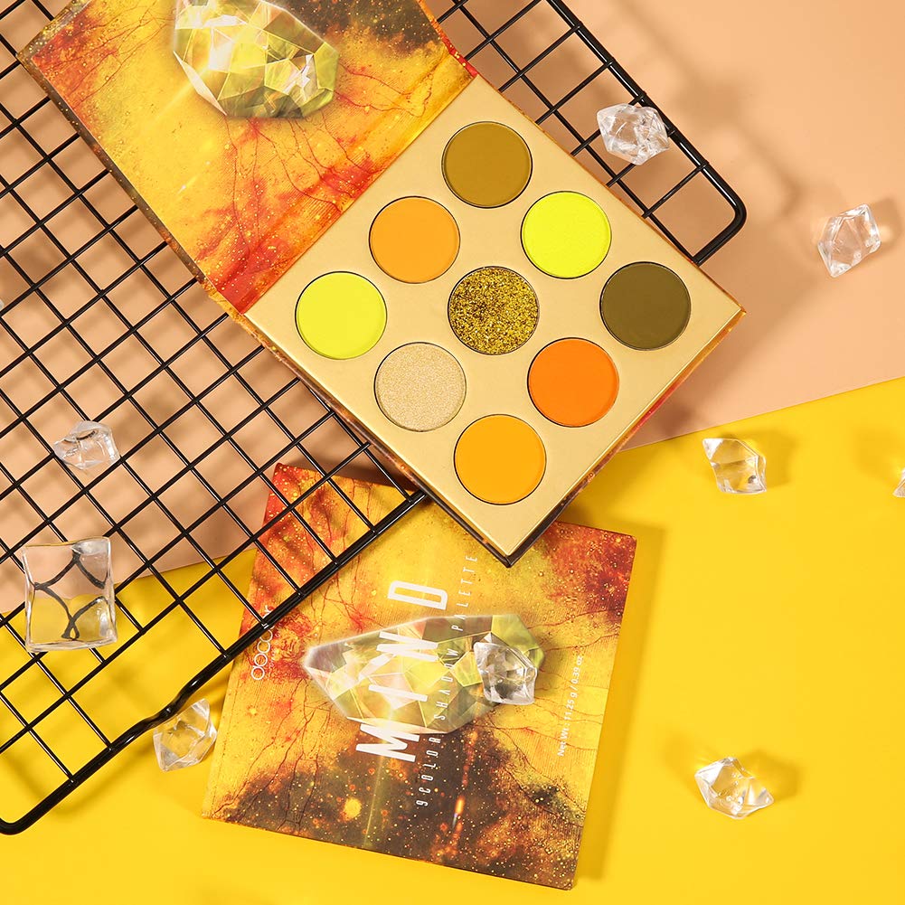 docolor Eyeshadow Palette 9 Colors Yellow Eyeshadow Gemstone Shadow Palette Highly Pigmented Mattes Shimmers Naked Smokey Glitter Cream Colorful Powder Blendable Long Lasting Waterproof Makeup Palette