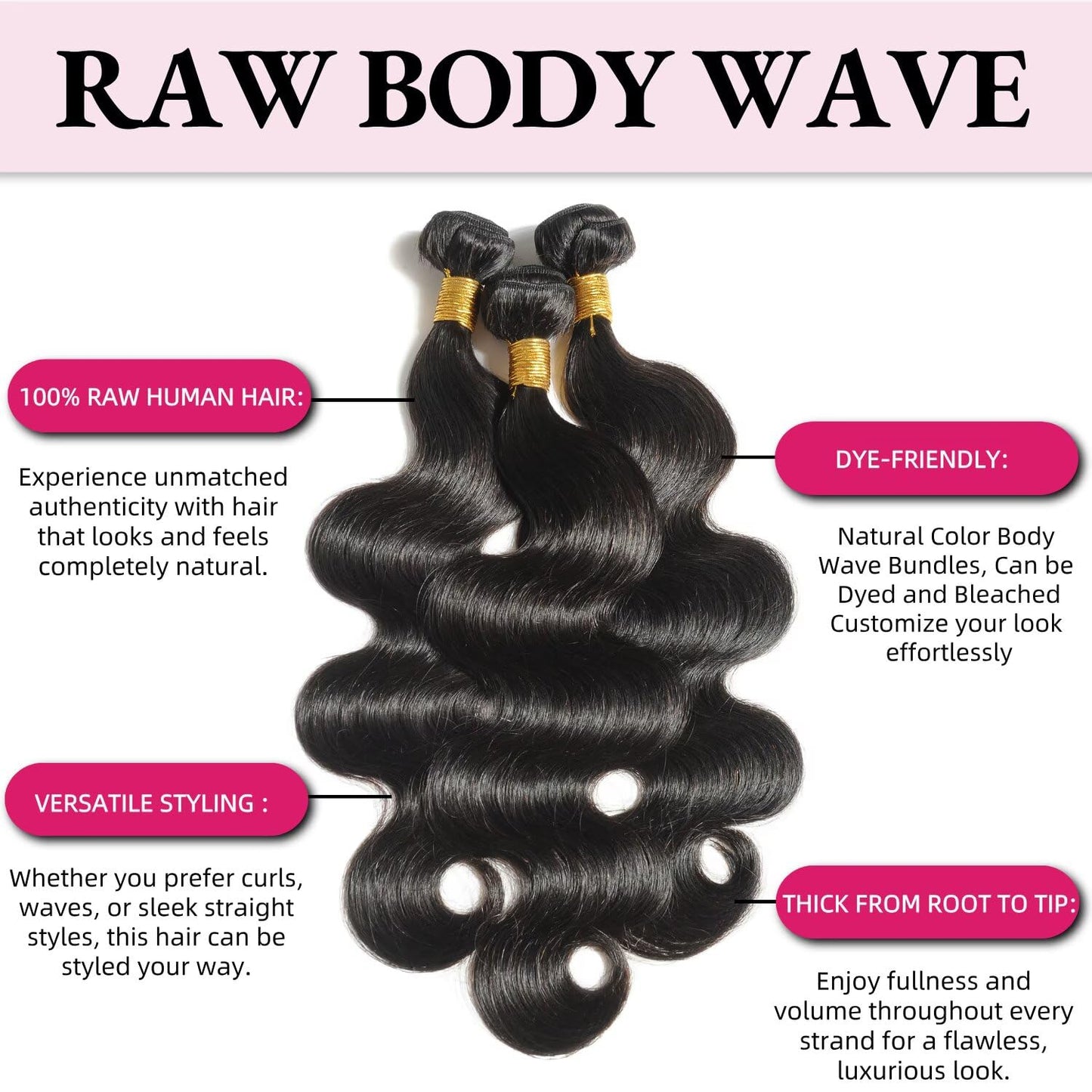12A Human Hair Bundles 10 10 10 Inch Body Wave Bundles Human Hair 100% Unprocessed Brazilian Virgin Weave Bundles 3 Bundles Real Natural Black Wavy Human Hair Extensions 1B Bundles for Women