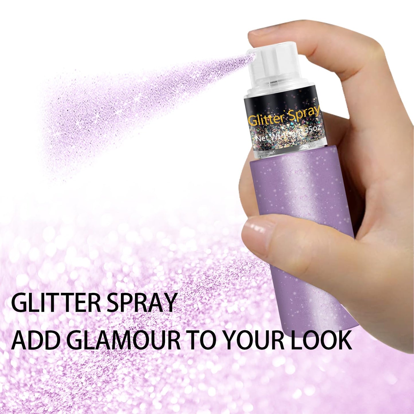 Hair and Body Glitter Spray, Holographic Glitter Highlighter Powder, Face Body Clothes Shiny Glitter, Loose Shimmer Hairspray Festival Rave Prom Accessories, 10g (05# Purple)
