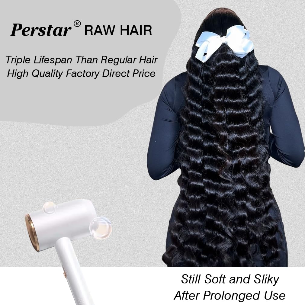 16A Raw Hair Loose Deep Wave Bundles Unprocessed Brazilian Virgin Hair Loose Deep Curly Human Hair Bundles for Black Women 14 16 18 Inch Wet and Wavy Hair Weft Natural Black