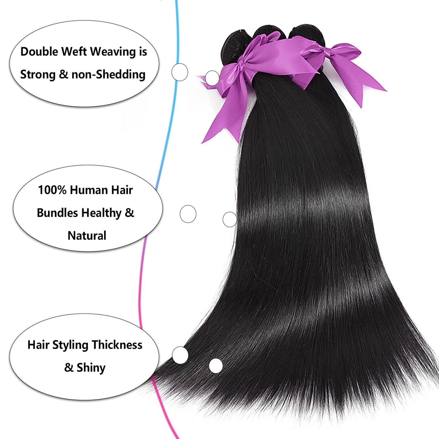 12A Human Hair Bundles 20 22 24 Inch Straight Bundles Human Hair 100% Unprocessed Brazilian Virgin Weave 3 Bundles Deals Thick & Tangle Free…