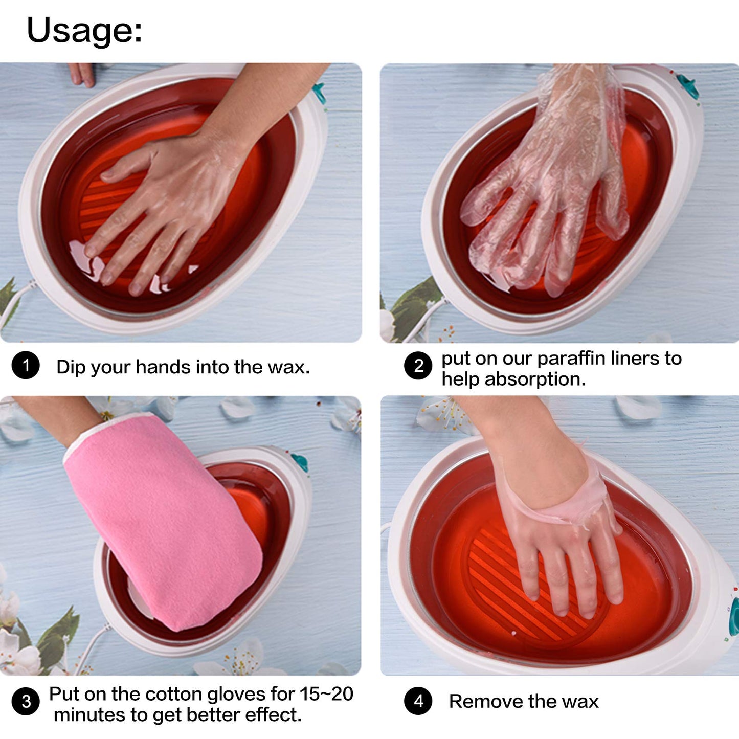 200 Counts Paraffin Wax Bath Liners for Hand & Foot, Niubow Plastic Hot Wax Therapy Bags Covers for Heated Mitts Treatment & Foot Therabath (100pcs Booties & Gloves)