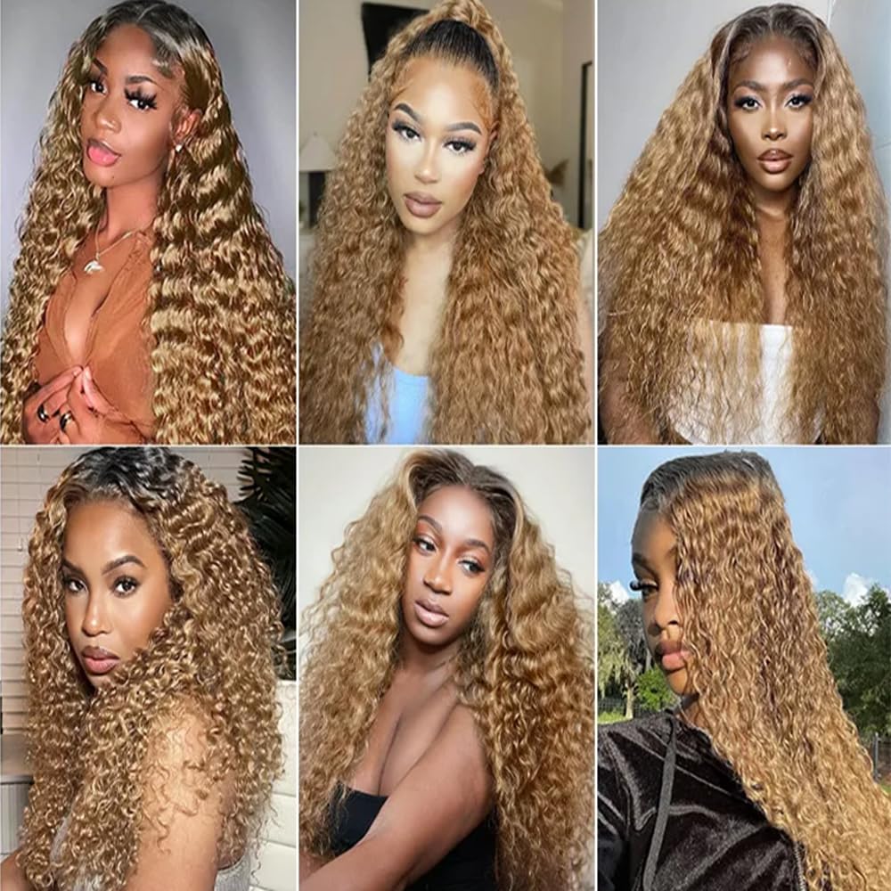 12 14 16 inch Honey Blonde Bundles Human Hair Ombre Bundles 1B27 Honey Blonde Deep Wave Bundles Grade 8A Black And Honey Blonde Bundles Human Hair Wet and Wavy Human Hair Bundles