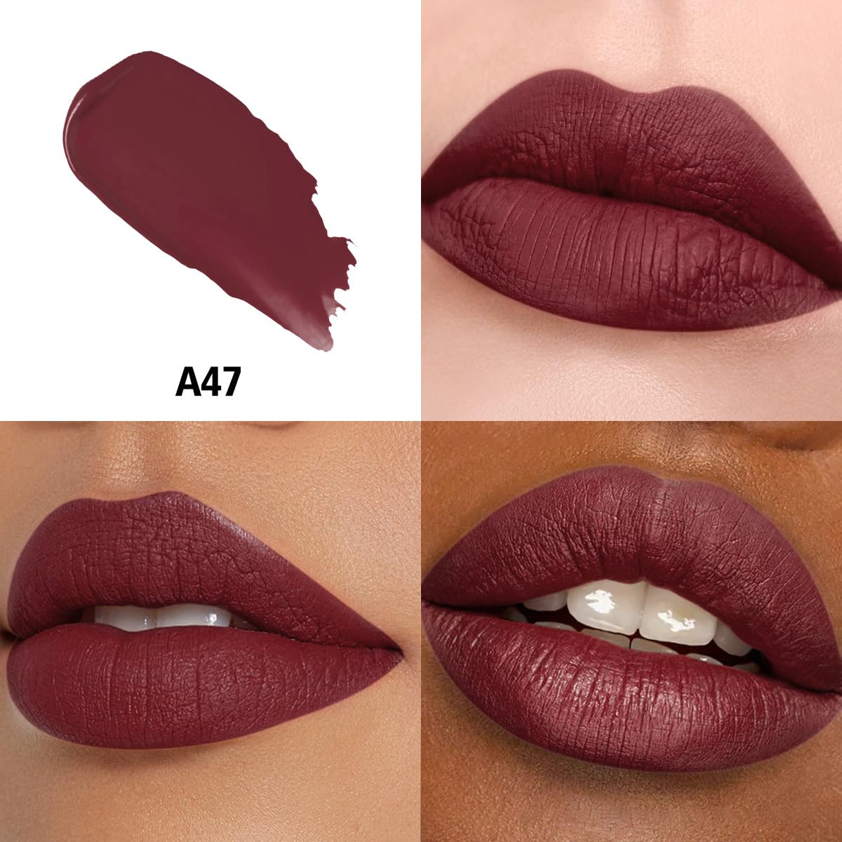 HANLADY Dark Burgundy Long Lasting Lipsticks for Women Pigmented Smudgeproof Transferproof Vegan Cruelty Free Lip Makeup (A47 Flamingo, 1 Pack)