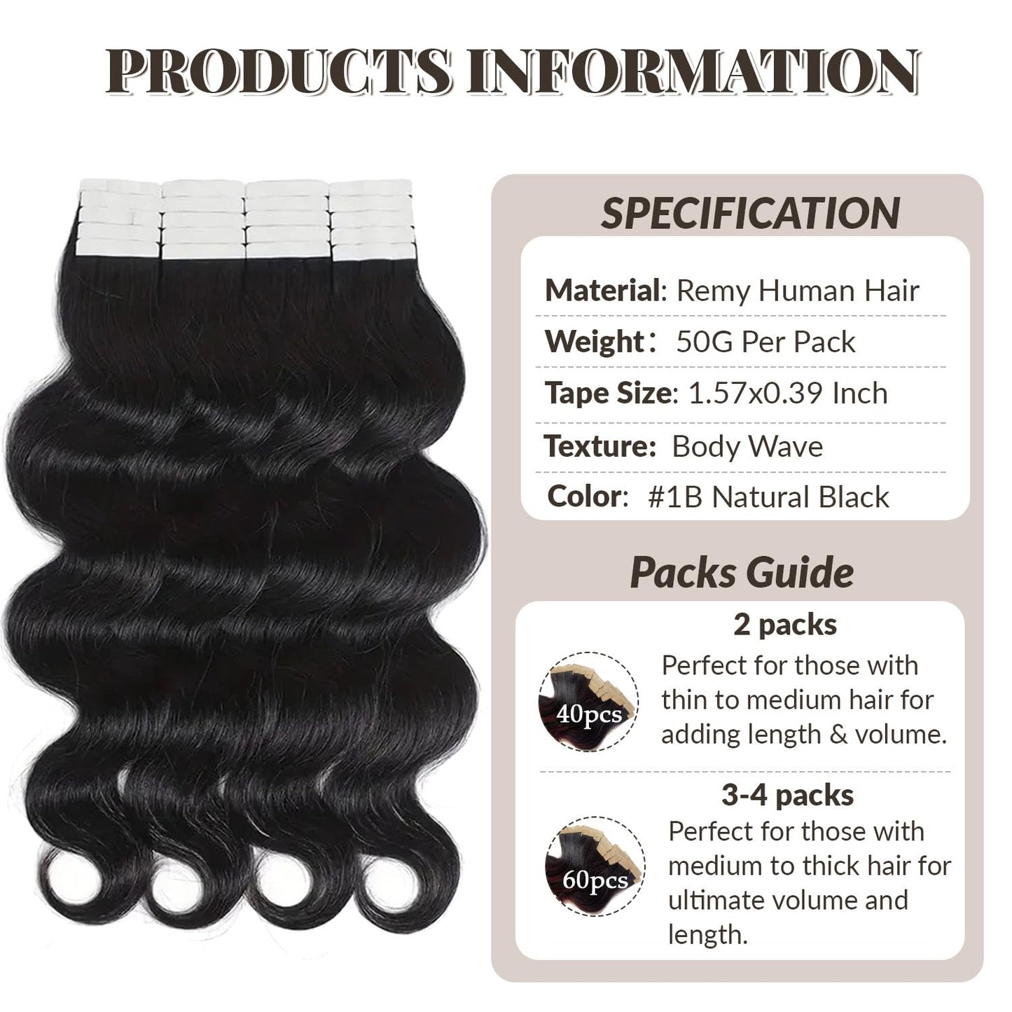 Tape in Hair Extensions Human Hair Body Wave Remy Human Hair Natural Black Extensions for Black Women Real Human Hair 12 Inch 50G/pack 20pcs Tape in Hair Extensions Human Hair Tape in Extensions