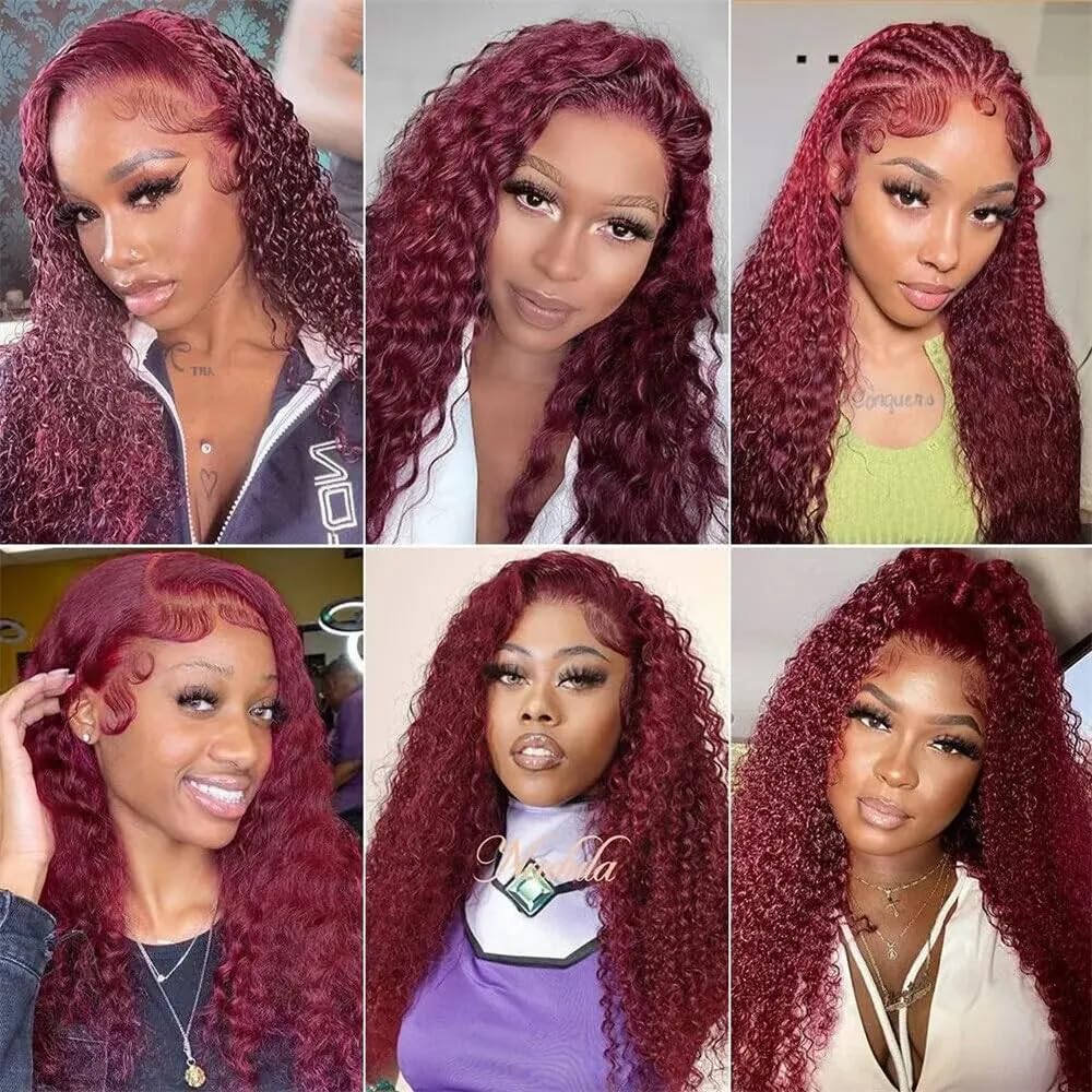 26 28 30 Inch Vinmdonm 99J Human Hair Bundles Red Kinky Curly Bundles Burgundy Bundles 8A Grade Brazilian Unprocessed Virgin Hair 3 Bundles Burgundy Kinky Curly Bundles Human Hair Weave