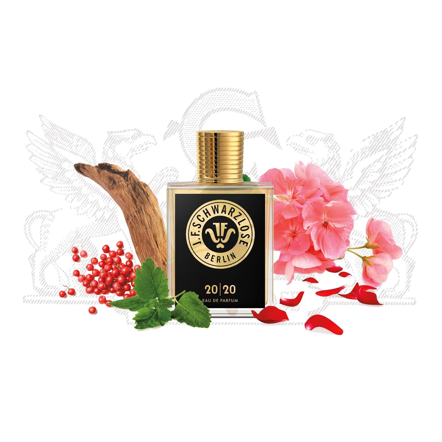 Schwarzlose 20-20 - Unisex EDP Spray Fragrance - Long Lasting and Captivating Perfume with Rose, Patchouli, Amber Wood, and Pink Pepper - Body Spray with Sparkling Feel Good Scent - 1.7 oz