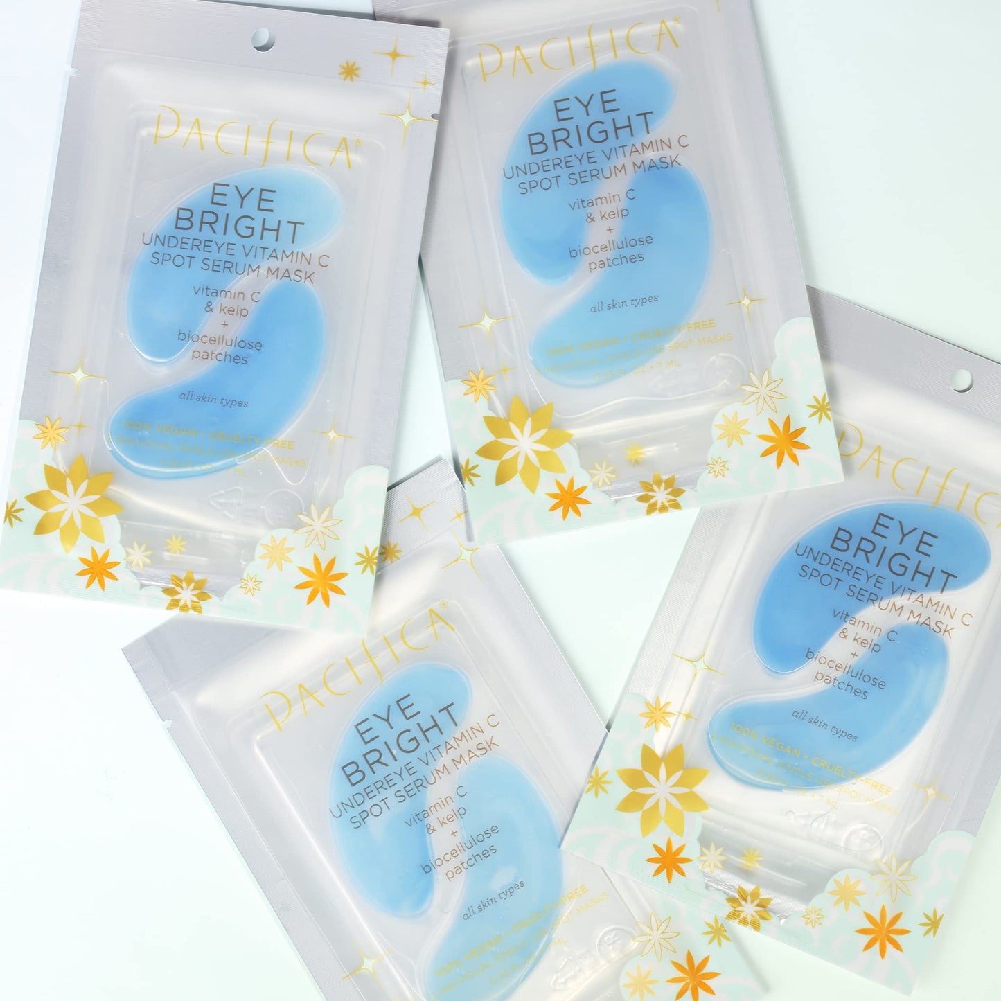 Pacifica Undereye Spot Serum Mask – Bright Eye Vitamin C Mask for Dark Circles & Hydration, Brightening Under Eye Treatment, Vegan & Cruelty-Free, 4 Pack