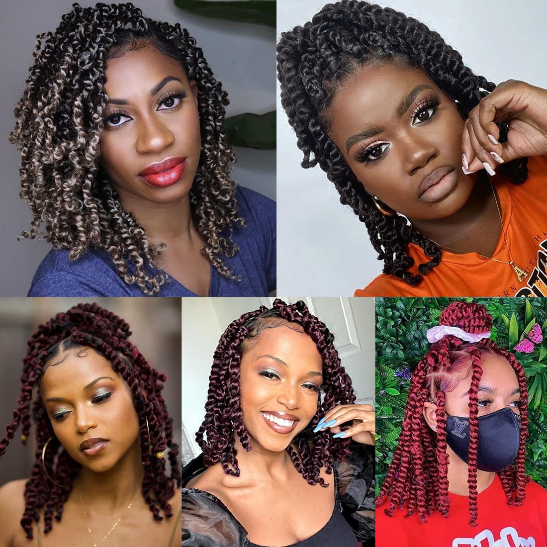 Leeven Crochet Hair for Women 14 Inch Pre Twisted Passion Twist Hair 8 Packs Ombre Brown Pre Looped Bomb Crochet Passion Twists Short Bohemian Braids Synthetic Hair Extensions #T30