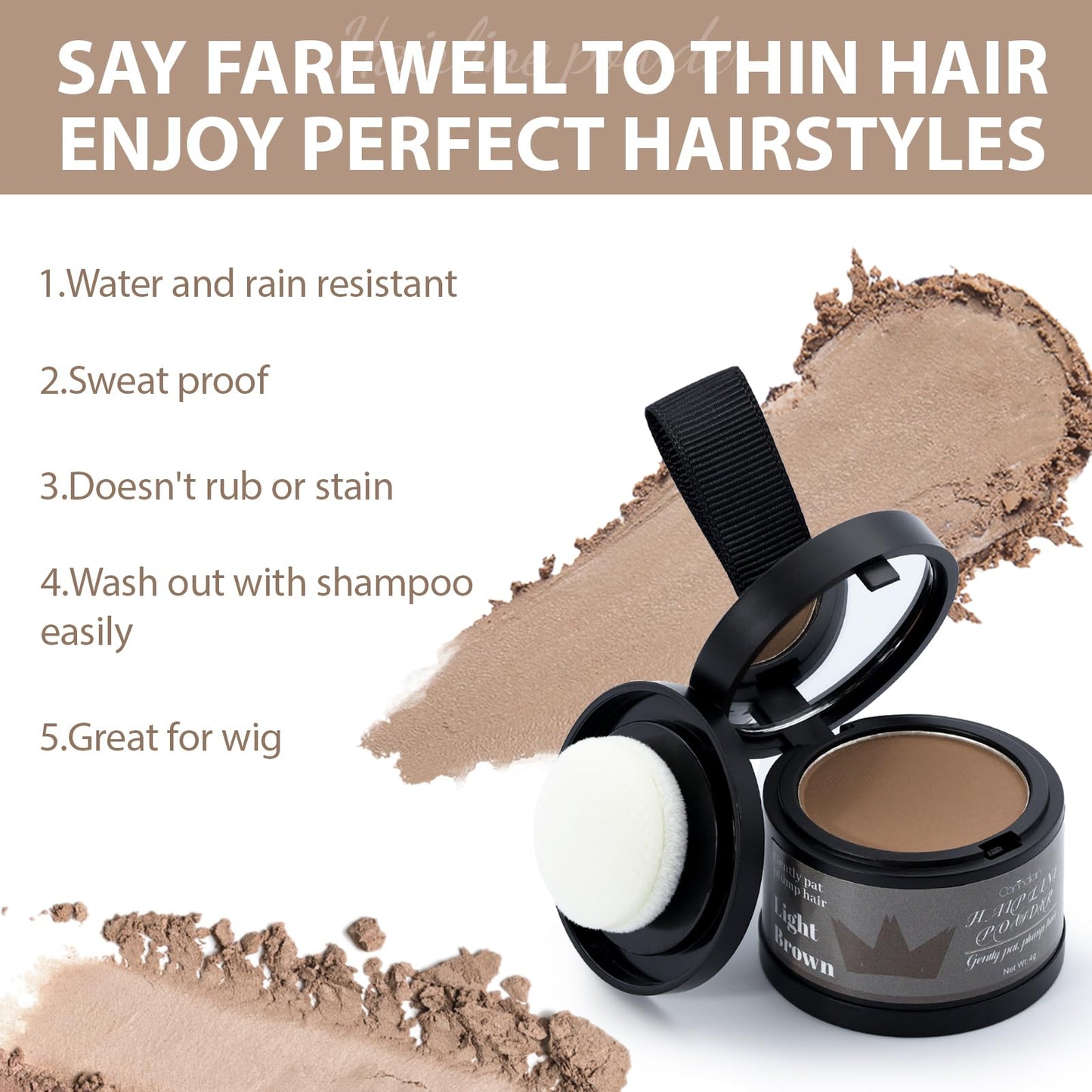 2 Pack Hairline Powder for Women and Men, Used to Root Touch Up Hair Color, Thinning and Gray Hair Coverage and Bald Spots Coverage, Light Brown