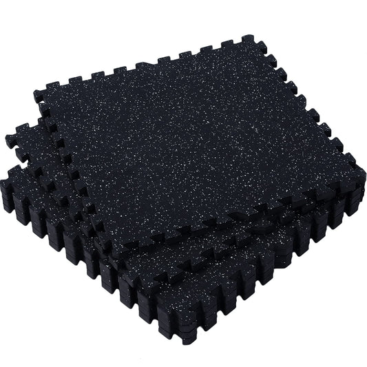 SUPERJARE 0.79'' Extra-Thick Exercise Equipment Mats, 6 Pcs 24 Sq Ft Rubber Top Floor Tiles with High Density EVA Foam, Interlocking Gym Flooring for Home Gym, Protective Workout Mat, Black/Grey