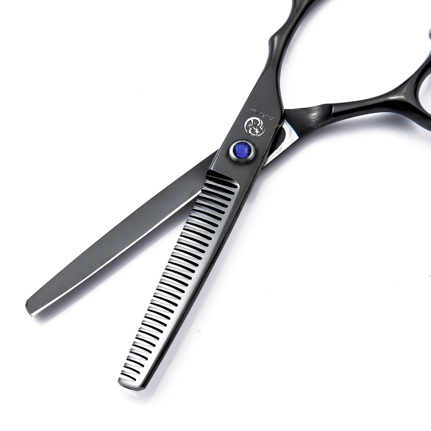6.0" Black Hair Cutting Scissor Set with Multi-functional Thinning Comb, Leather Scissors Case, Barber Hair Cutting Shears Hair Thinning/Texturizing Shear for Hairdresser or Women Home Use