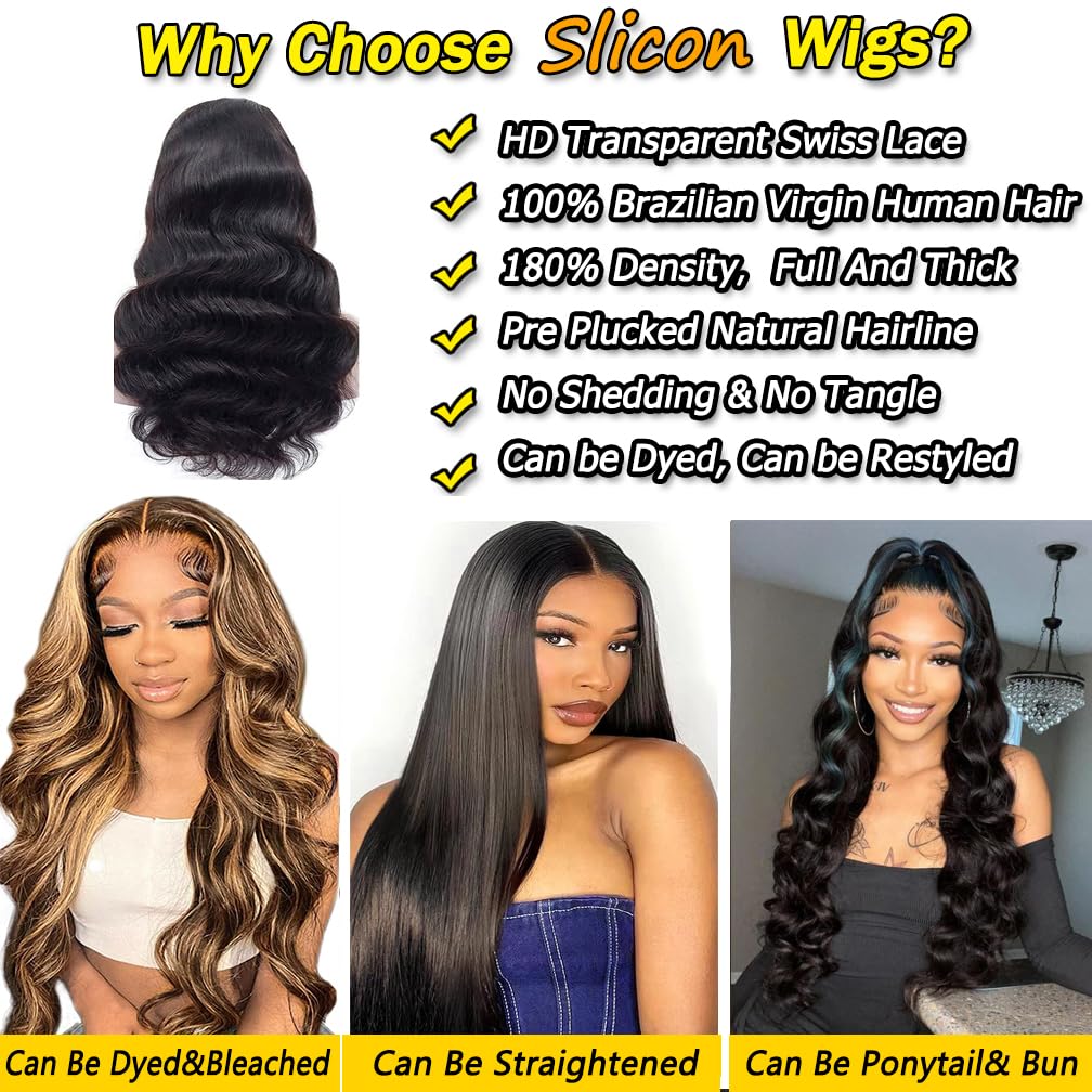 13x6 Lace Front Wigs Human Hair Lace Front Wigs Pre Plucked with Baby Hair 180% Density Glueless Human Hair Wigs for Black Women HD Transparent Lace Frontal Wigs Natural Black 22 Inch
