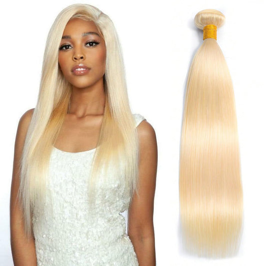 613 Bundles Human Hair Extensions 100g/Bundle 613 Color Real Human Hair Extensions For Women Light Blonde Color Human Hair Bundles 2-3set Can Be Full Head (28 Inch)
