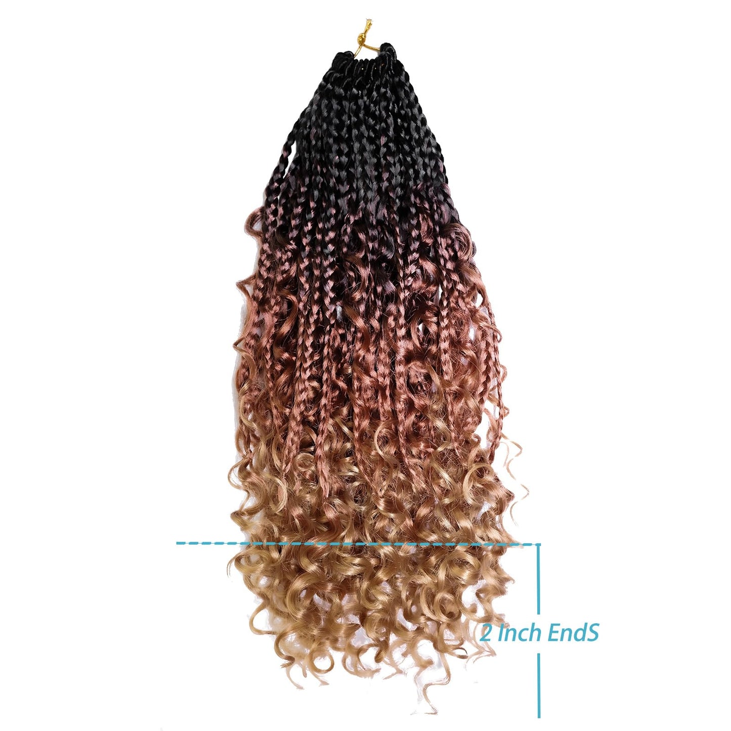 Goddess Box Braids Crochet Hair With Curly Ends 8 Packs-12 Inch Crochet Hair for Black Women Bohomian Crochet Box Braids (1b/30/27, 12inch)
