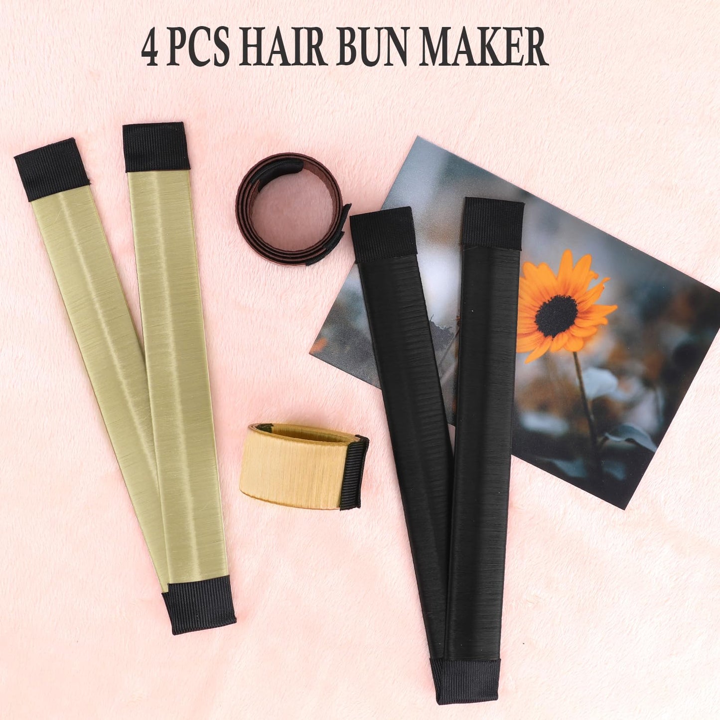Boobeen 4 Piece Hair Bun Maker for Women DIY Girls - French Snap Roll Twist Donut Hairstyle Tool for Long Hair (4 colors B)